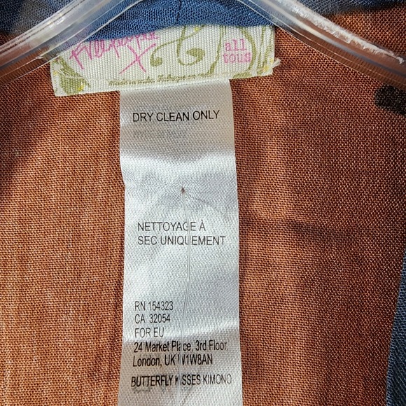 Free People Butterfly Kisses Open Front Kimono Duster Womens One Size Brown NWI - Picture 14 of 16